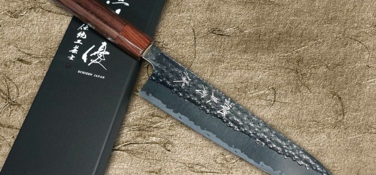 Yu Kurosaki R2(SG2) Hammered SENKO WA RS8H Japanese Chef’s Santoku Knife 170mm with Brown-Ring Octagonal Handle
